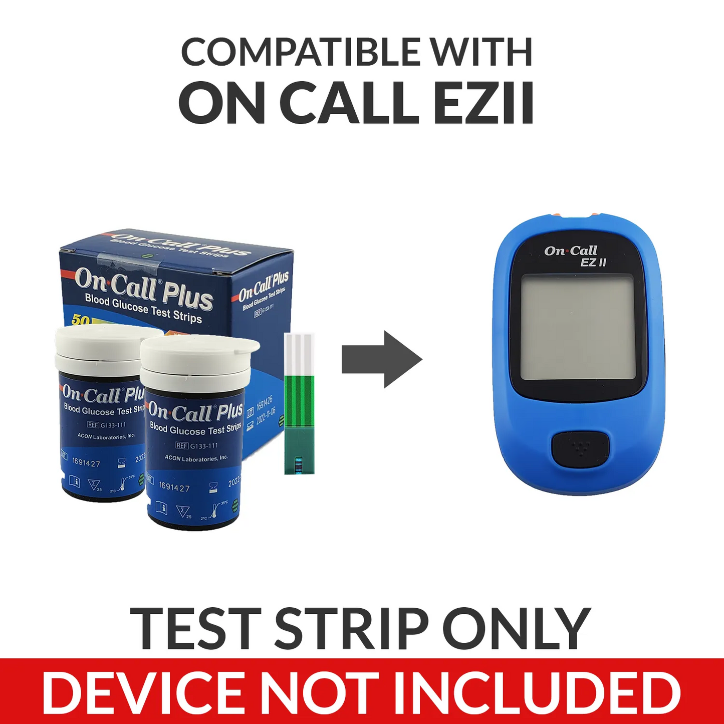 iCare® On Call EZII Test Strips 25/50/100/200 Pieces in Vial➜ ONLY COMPATIBLE WITH EZII GLUCOSE METER