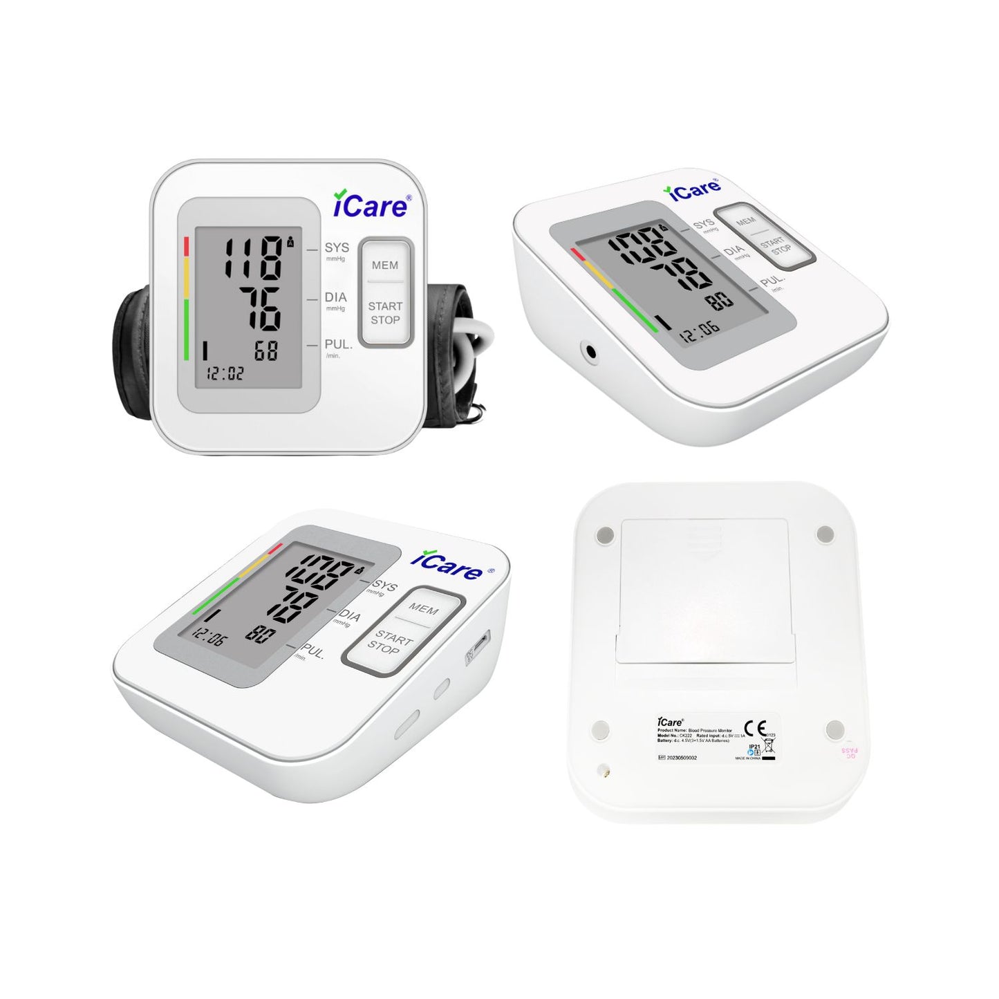 iCare® CK220 Automatic Digital Blood Pressure Monitor / Digital Sphygmomanometer Large arm cuff 22cm-42cm