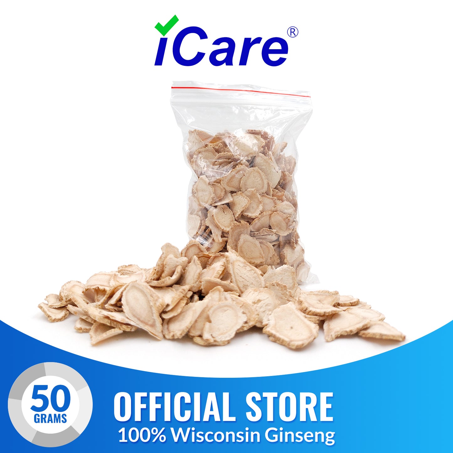 iCare® Ginseng 30g pack and 50g pack (Wisconsin Ginseng)