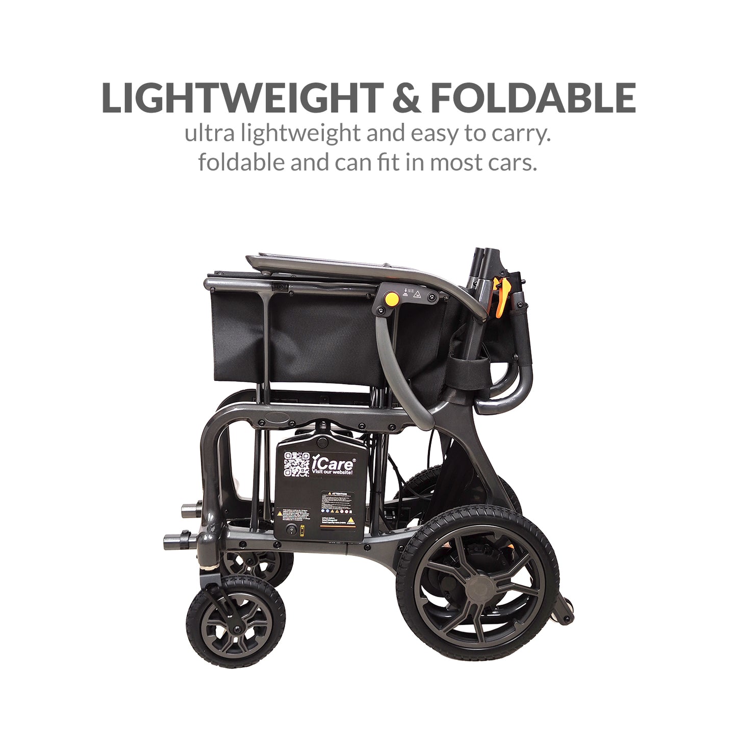iCare EX910 Lightweight Foldable Electric Wheelchair with Carbon Fiber and Magnesium Frame