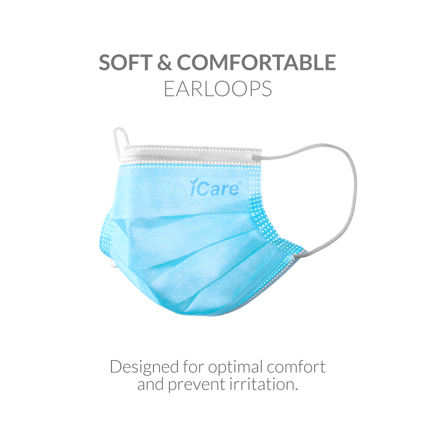 iCare® REF285 Disposable Face Mask ( Type II For Medical Use) 5 Boxes(250pcs) with Comfortable Elastic Earloop and Embedded Nose Clip Design, 3ply Breathable Melt-Blown and Non-Woven Fabric for Home, Office and Outdoor