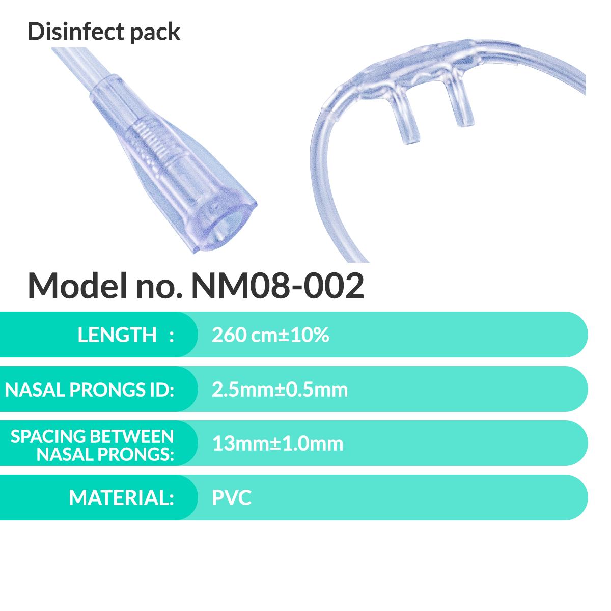 iCare® NM08-002 Nasal Cannula 260cm Oxygen Tube