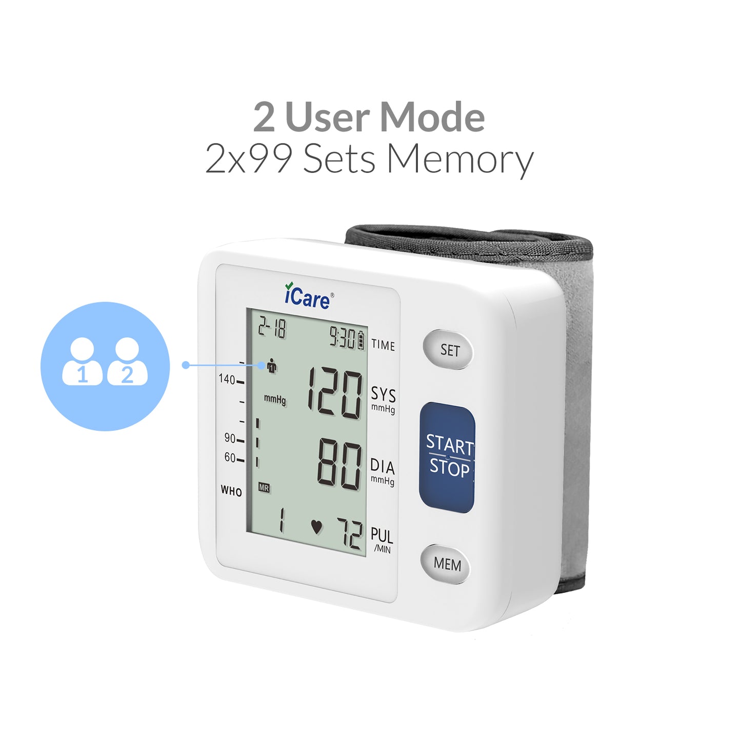 iCare® CK105 Wrist Type Automatic Digital Blood Pressure Monitor / Digital Sphygmomanometer