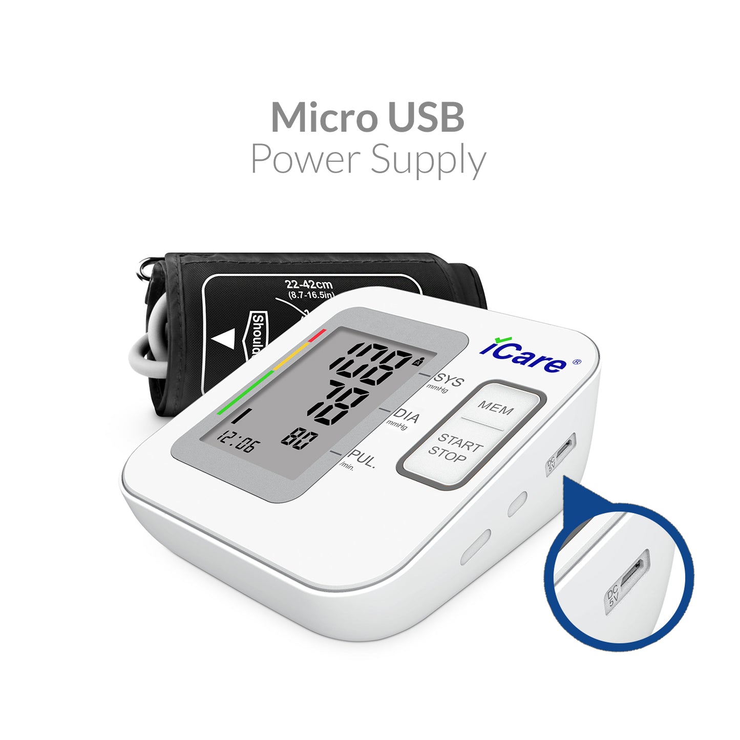 iCare® CK220 Automatic Digital Blood Pressure Monitor / Digital Sphygmomanometer Large arm cuff 22cm-42cm