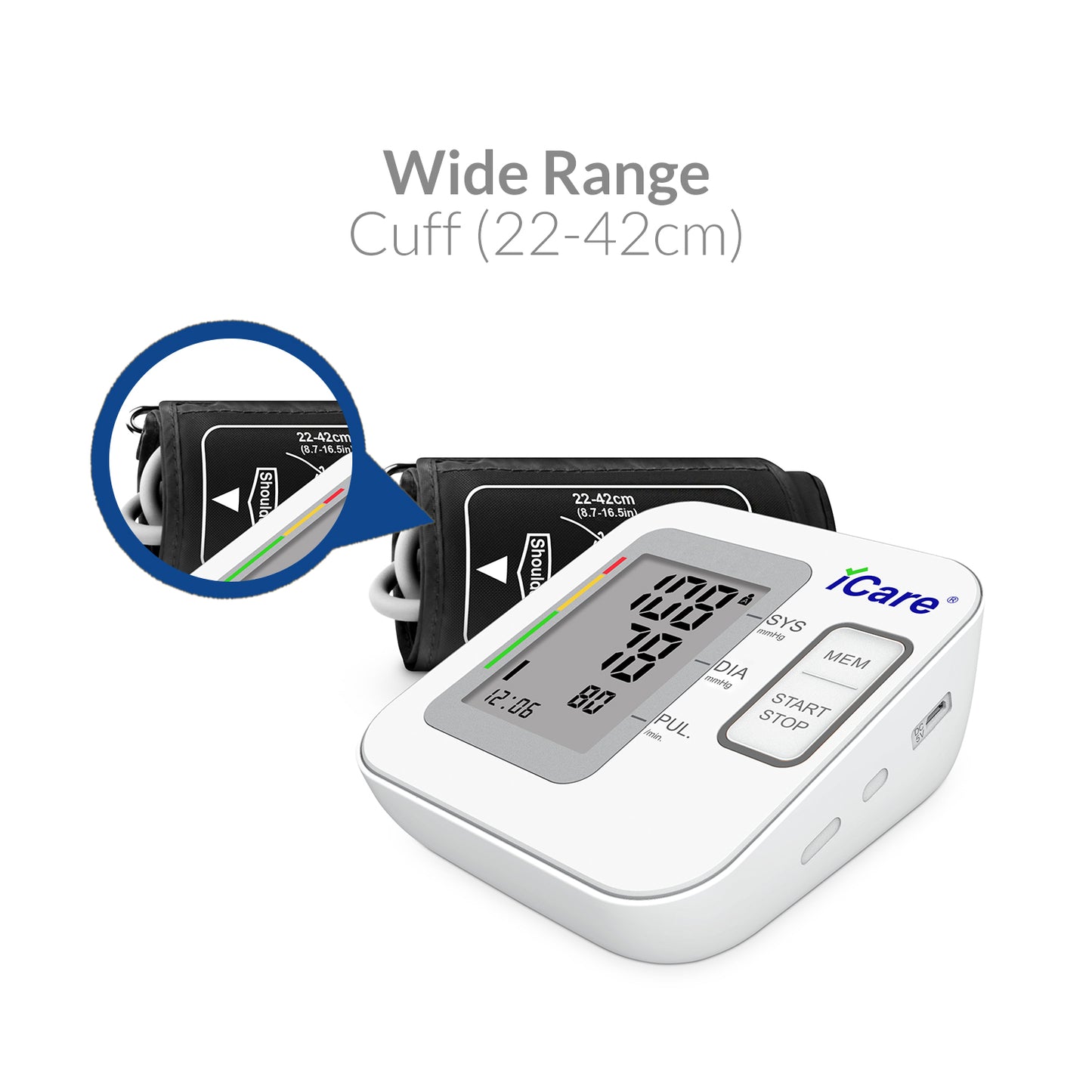 iCare® CK220 Automatic Digital Blood Pressure Monitor / Digital Sphygmomanometer Large arm cuff 22cm-42cm