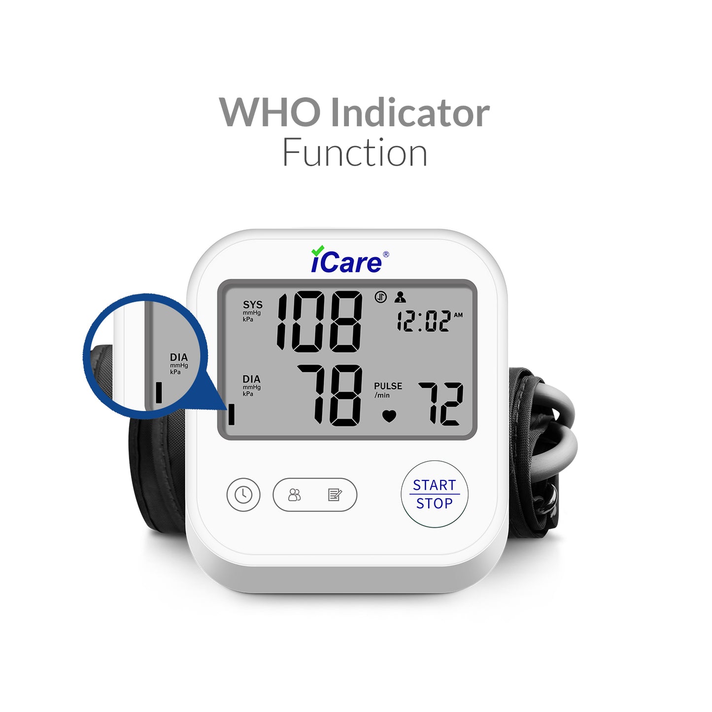 iCare® CK222 Automatic Digital Blood Pressure Monitor / Digital Sphygmomanometer Large arm cuff 22cm-42cm Type-C USB Port