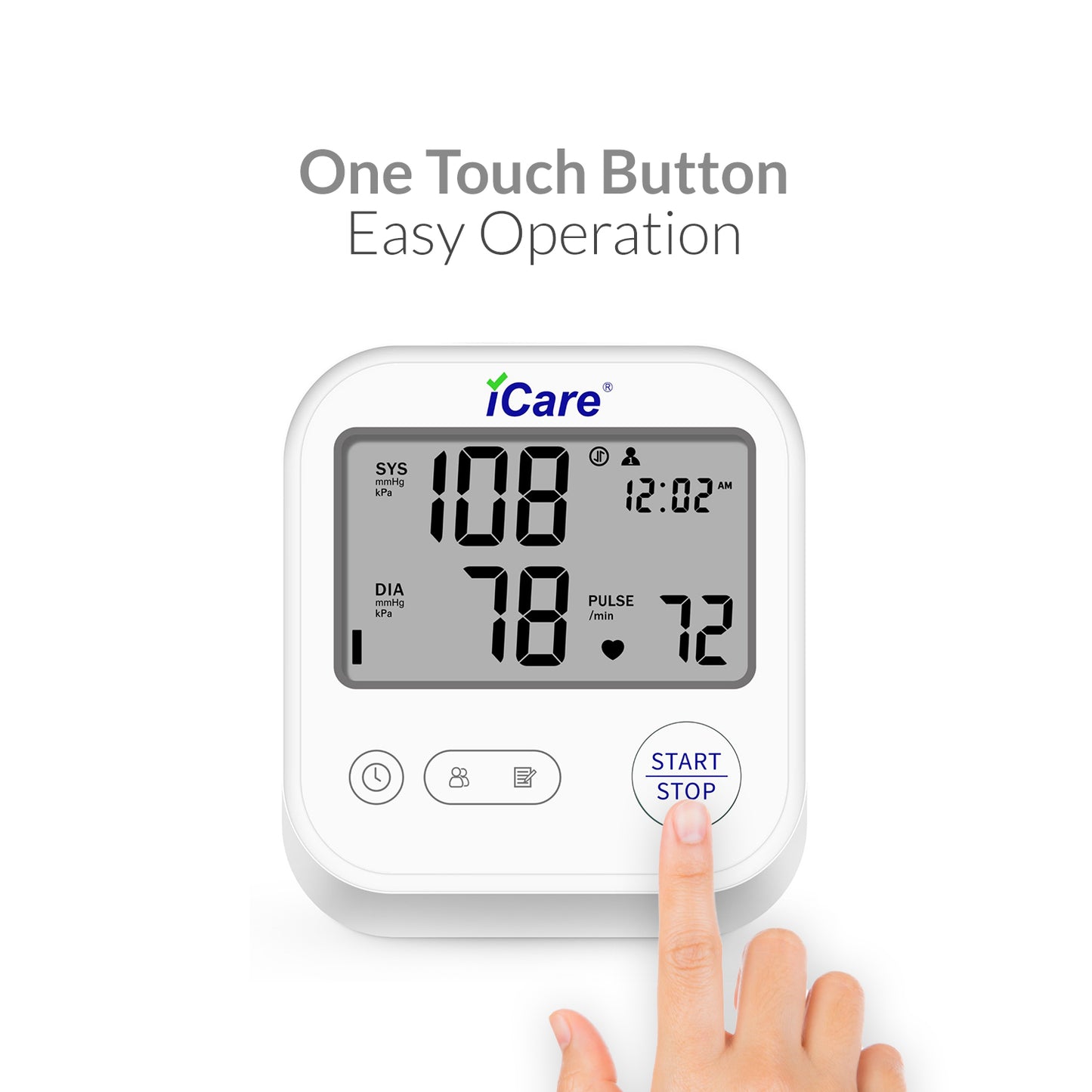 iCare® CK222 Automatic Digital Blood Pressure Monitor / Digital Sphygmomanometer Large arm cuff 22cm-42cm Type-C USB Port