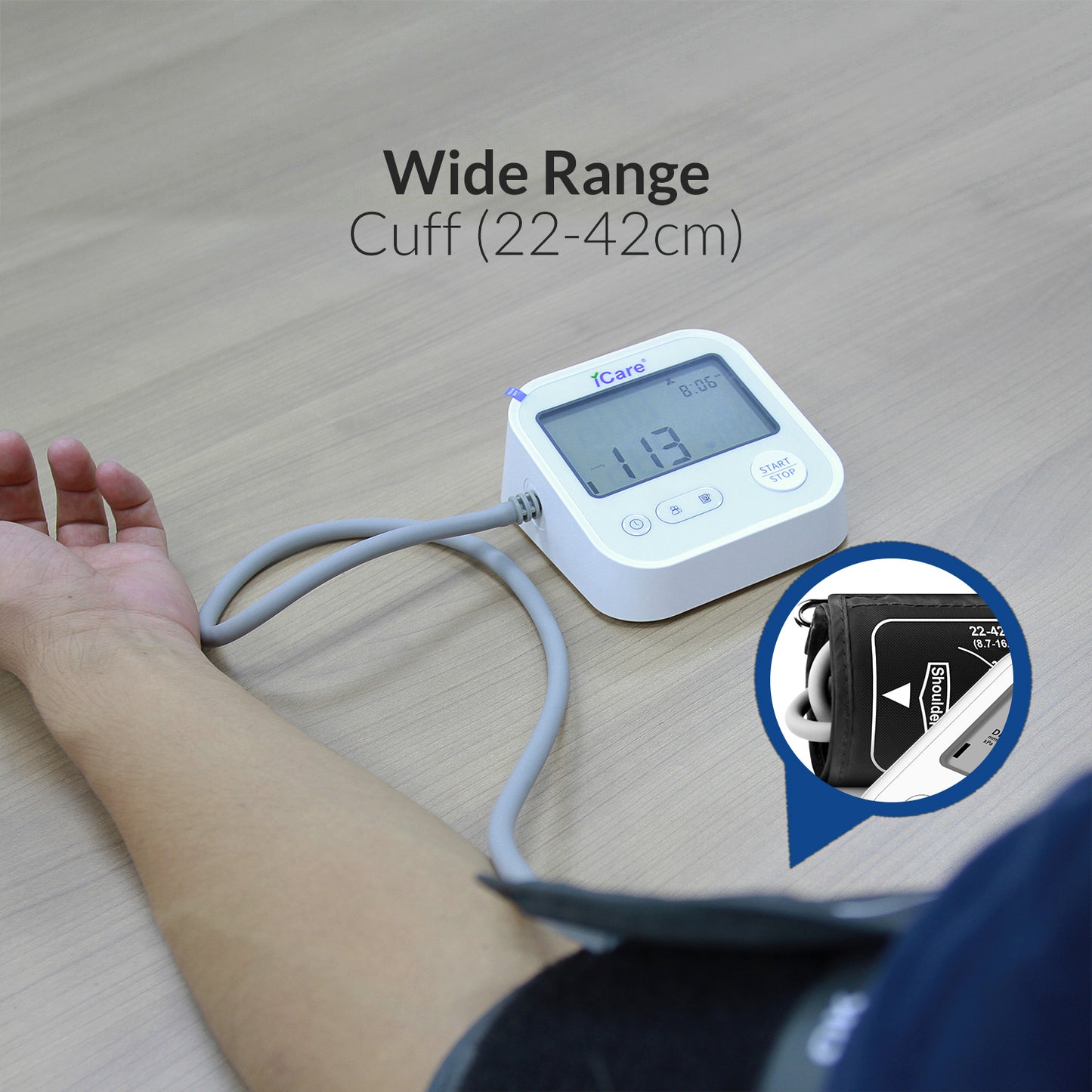 iCare® CK222 Automatic Digital Blood Pressure Monitor / Digital Sphygmomanometer Large arm cuff 22cm-42cm Type-C USB Port