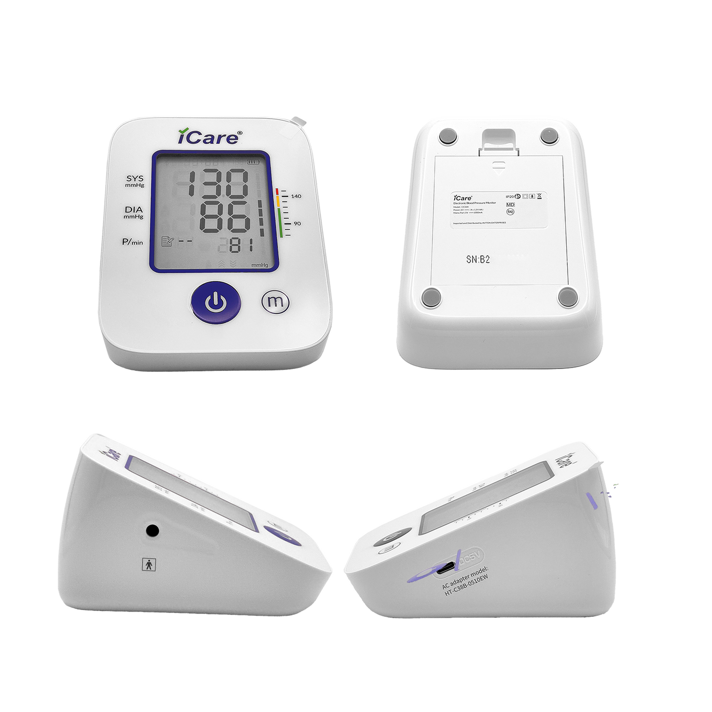 iCare CK320 USB Powered Automatic Digital Blood Pressure Monitor, Large 22-45cm Arm Cuff