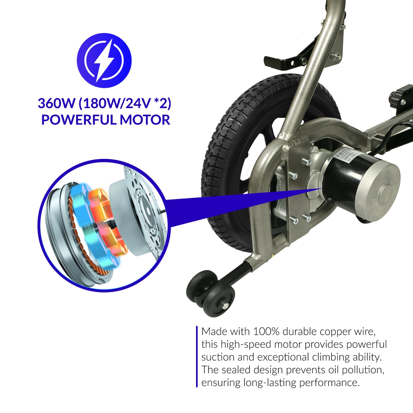 iCare EX110 Lightweight Aluminum Electric Wheelchair with Removable Lithium Battery