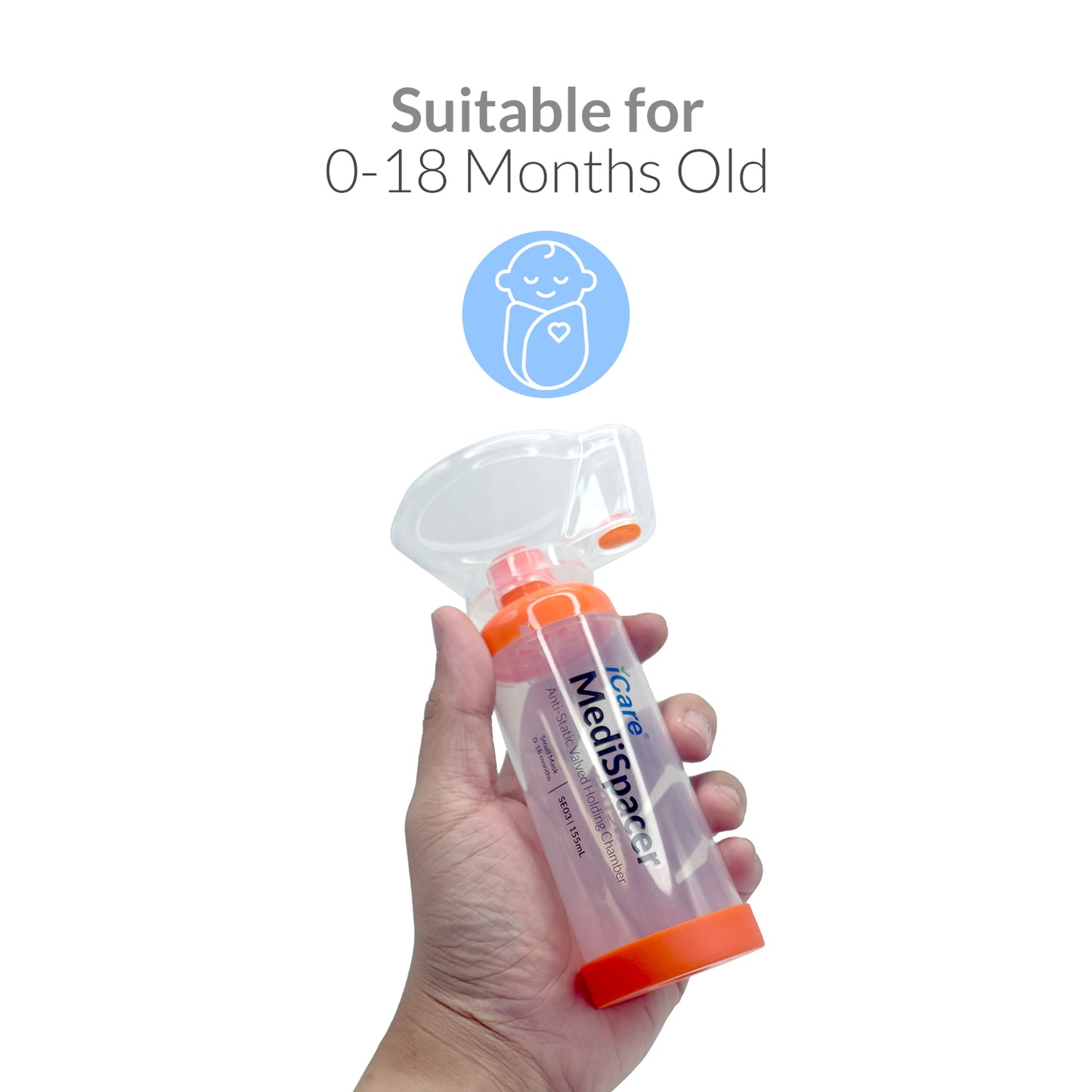 iCare SE03 MediSpacer Chamber Spacer for 0-18 Months Old with Small Mask