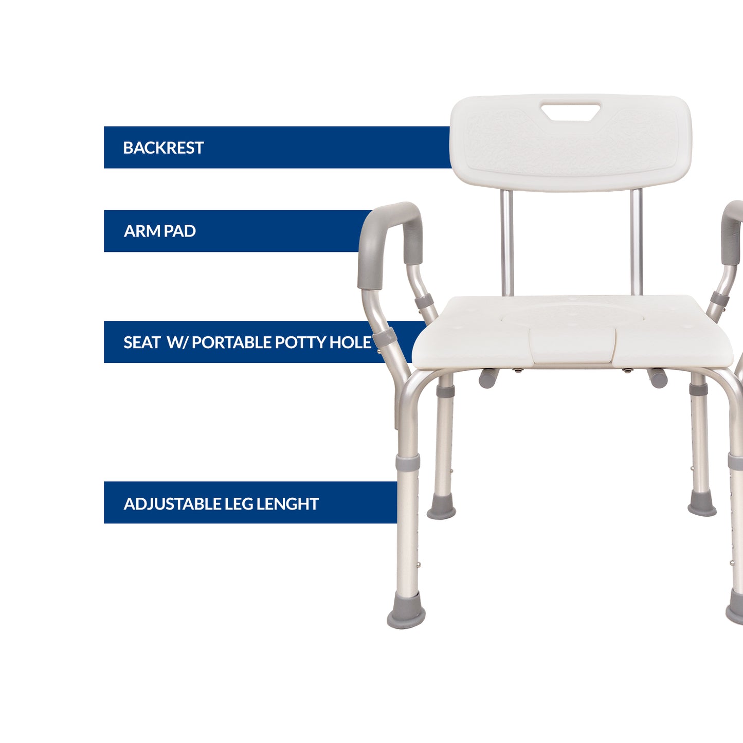 iCare® SC210 DualEase Aluminum Shower Chair Convertible to Commode, Rust Resistant Materials, and Lightweight for Disabled and Elderly
