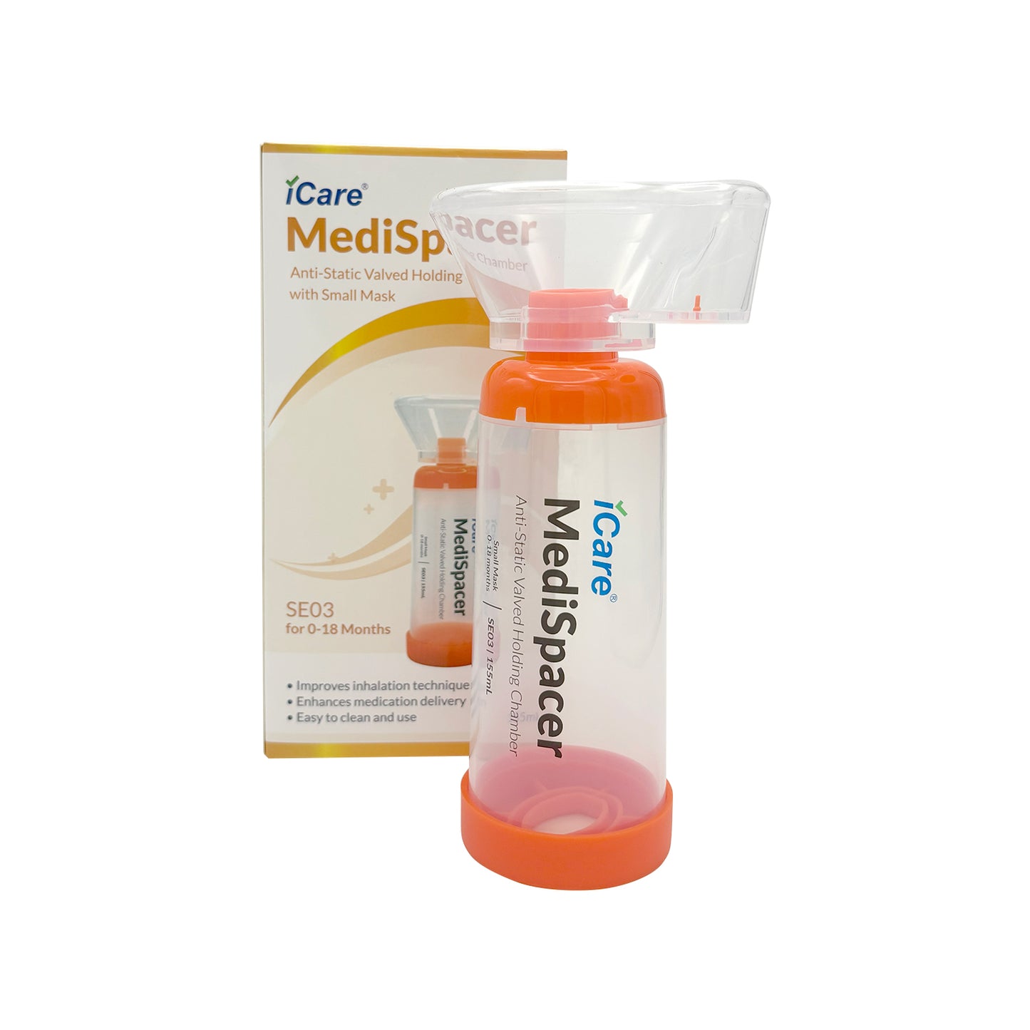 iCare SE03 MediSpacer Chamber Spacer for 0-18 Months Old with Small Mask