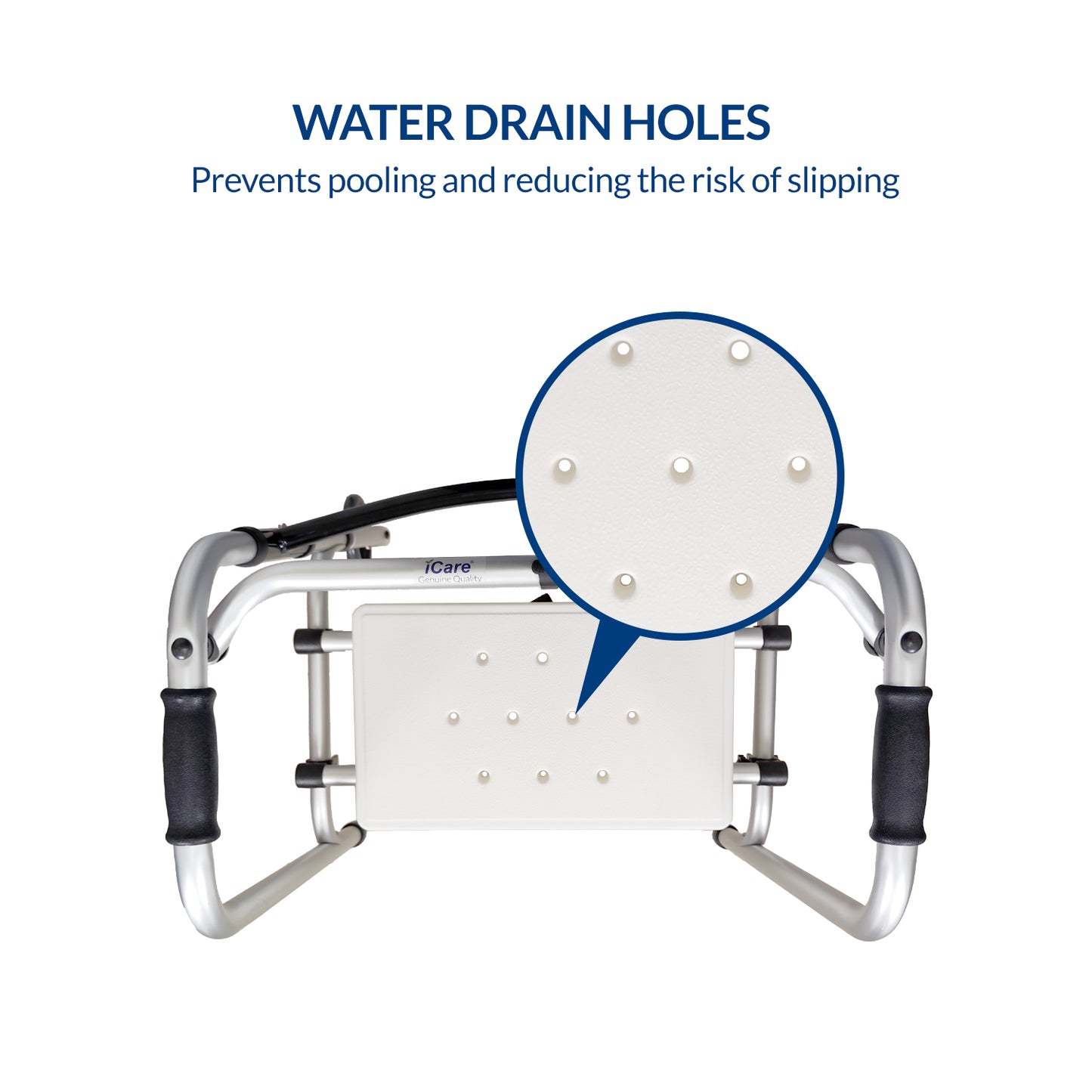 iCare® AW110SP Walkmate Foldable Aluminum Walker with Attachable SeatPad, Aluminum Main Frame, Heigh Adjustable Tube and Push Button Folding Mechanism Walking Aid and Injury Support