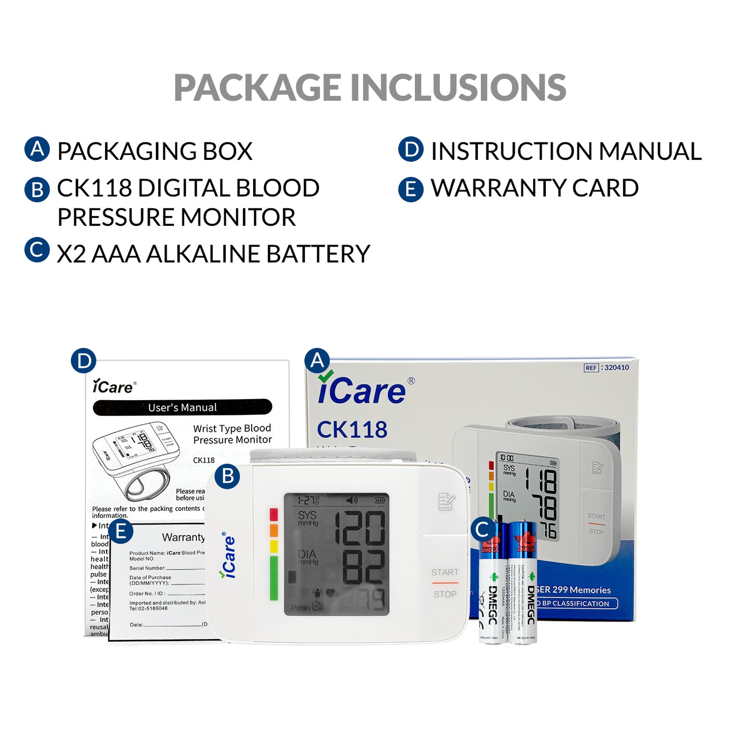 iCare CK118 Wrist Type Automatic Blood Pressure Monitor Digital, Voice Function