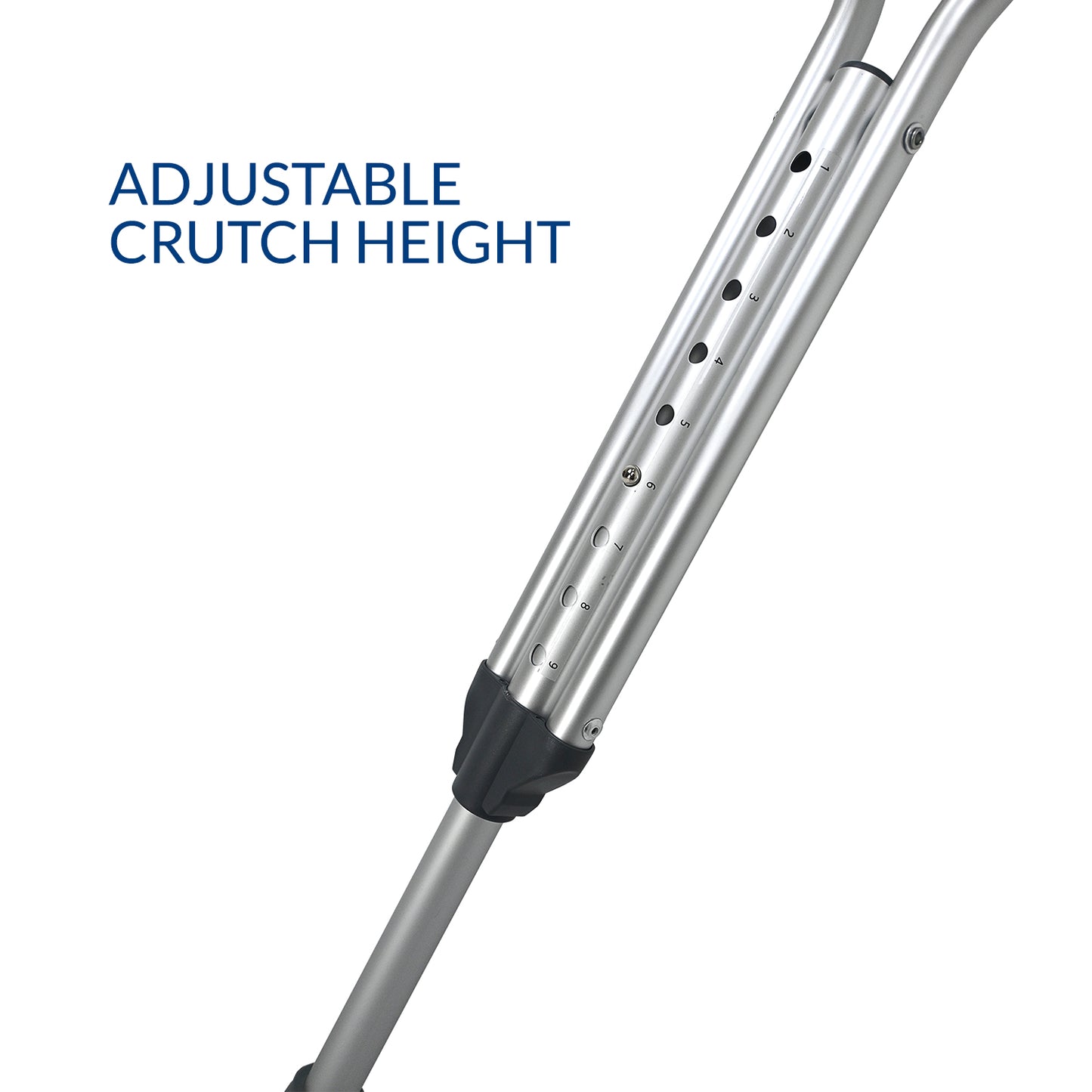 iCare® UC110 StepAid Aluminum Crutch with Adjustable Hand Grip, Adjustable Length and Anti-Slip Tip for Disability and Injury Support