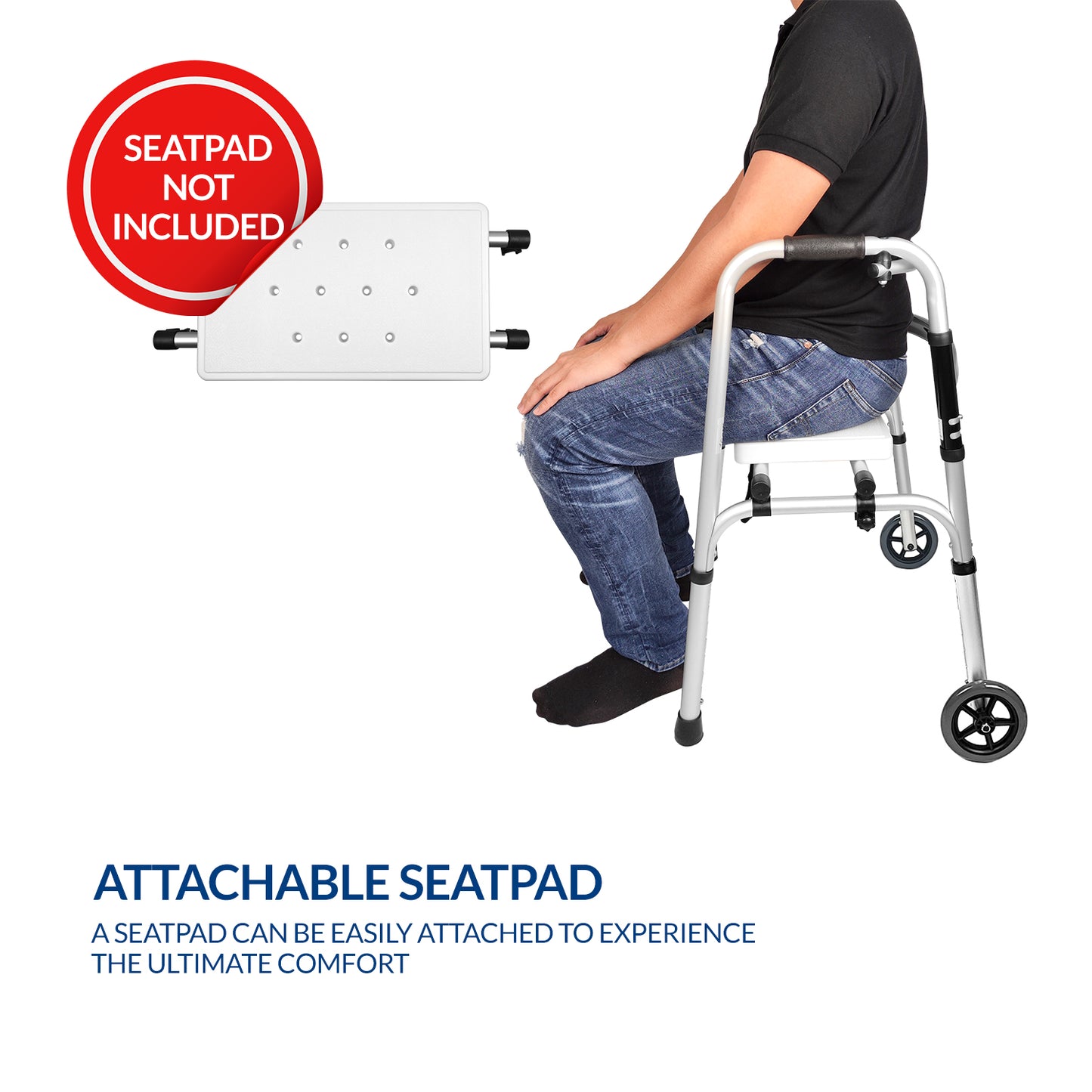 iCare AW109 Walkmate Foldable Aluminum Walker with Aluminum Main Frame, Heigh Adjustable Tube and Push Button Folding Mechanism Walking Aid and Injury Support