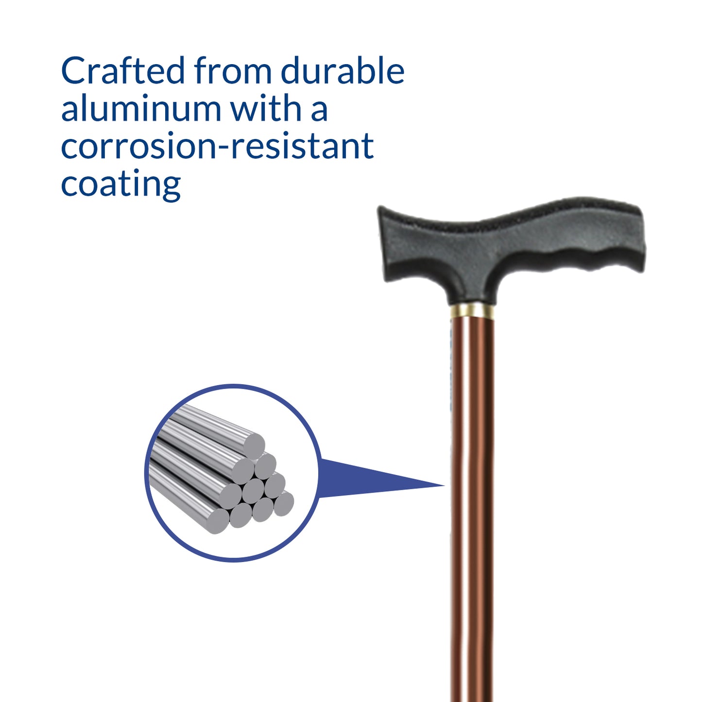 iCare® WS010 QuadPro with 4 Legs, Height Adjustable Tube, Ergonomic Handle and Anti-Slip Tips for Disabled and Elderly.