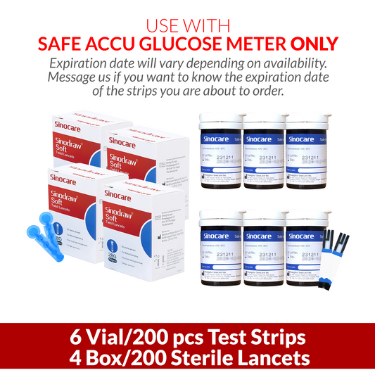 iCare® Safe Accu Glucose Test Strips & Lancets COMPATIBLE WITH SAFE ACCU GLUCOSE METER ONLY