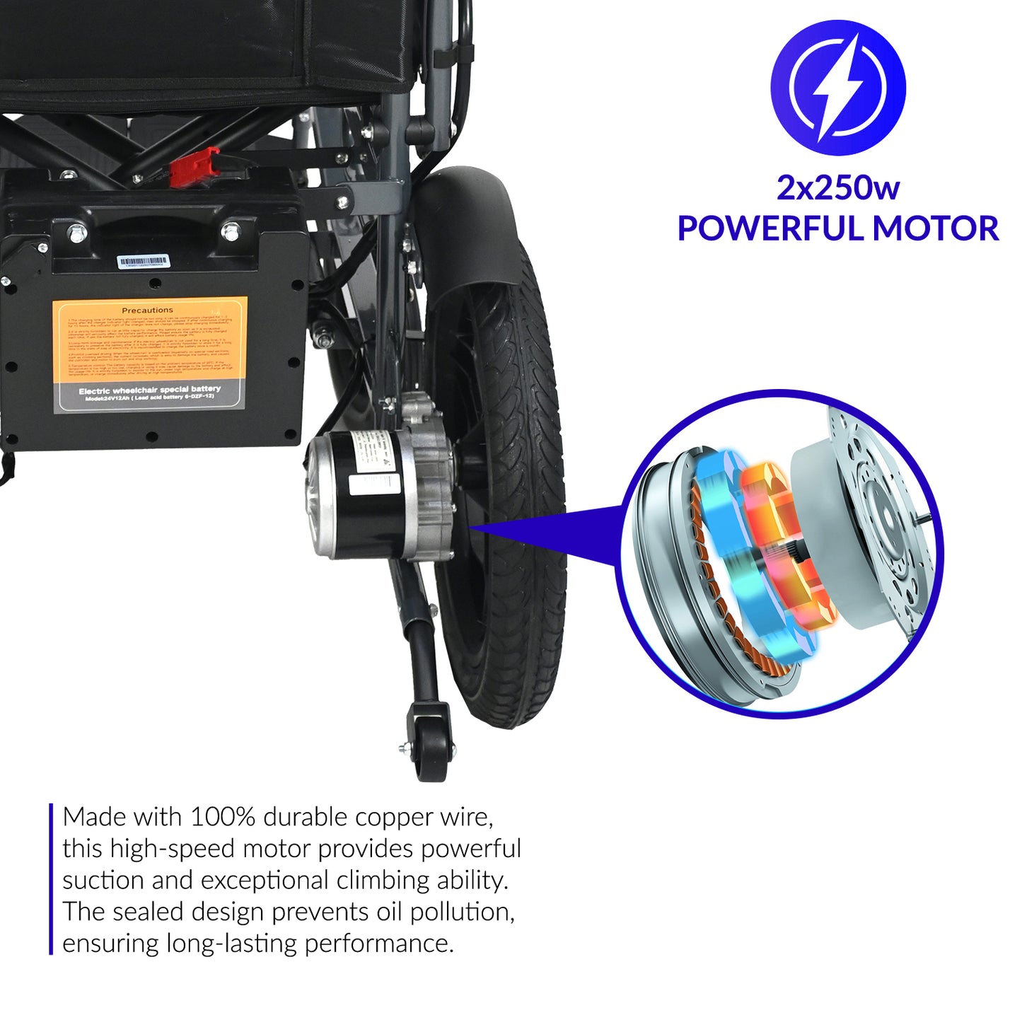 iCare® E310 Pro New Model Electric Wheelchair HEAVY DUTY (110kg Load Limit, 50kg Wheelchair Weight)