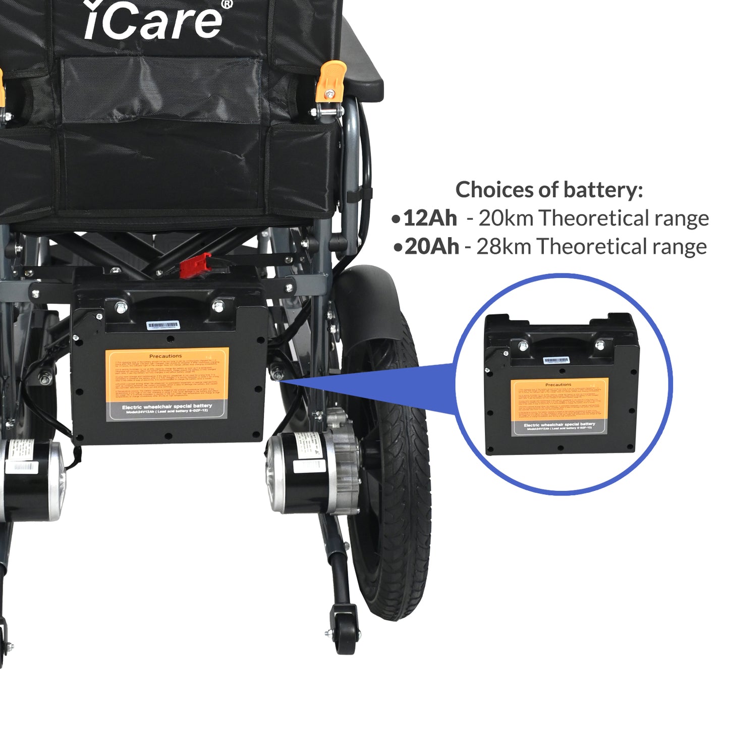 iCare® E310 Pro New Model Electric Wheelchair HEAVY DUTY (110kg Load Limit, 50kg Wheelchair Weight)