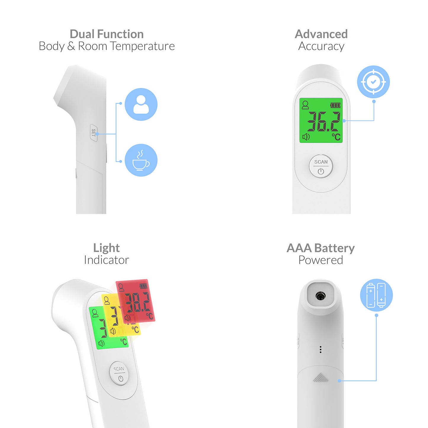 iCare Bundle 1 CK238 Digital BP Monitor + E66 Infrared Forehead Thermometer + OX001 Pulse Oximeter