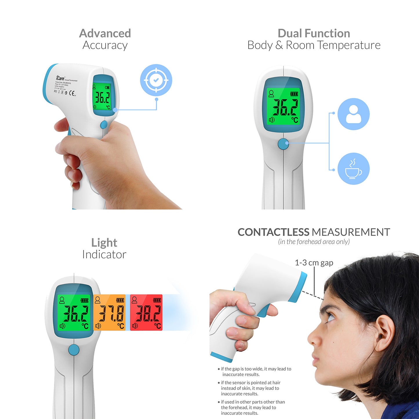 iCare Bundle Deal 24 CK239 Digital BP Monitor +OCP50 Blood Glucose Meter + E69 Infrared Forehead Thermometer