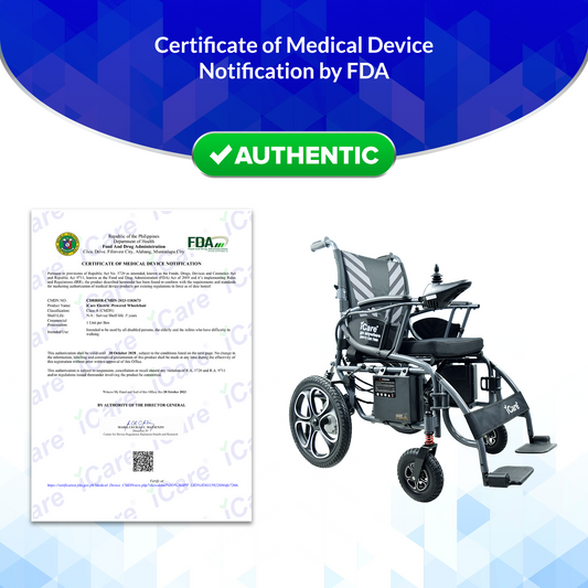 iCare® E610 Max Electromagnetic Brake Wheelchair Heavy Duty 16" for Disabled and Elderly People (100kg Load Limit, 52kg Wheelchair Weight)