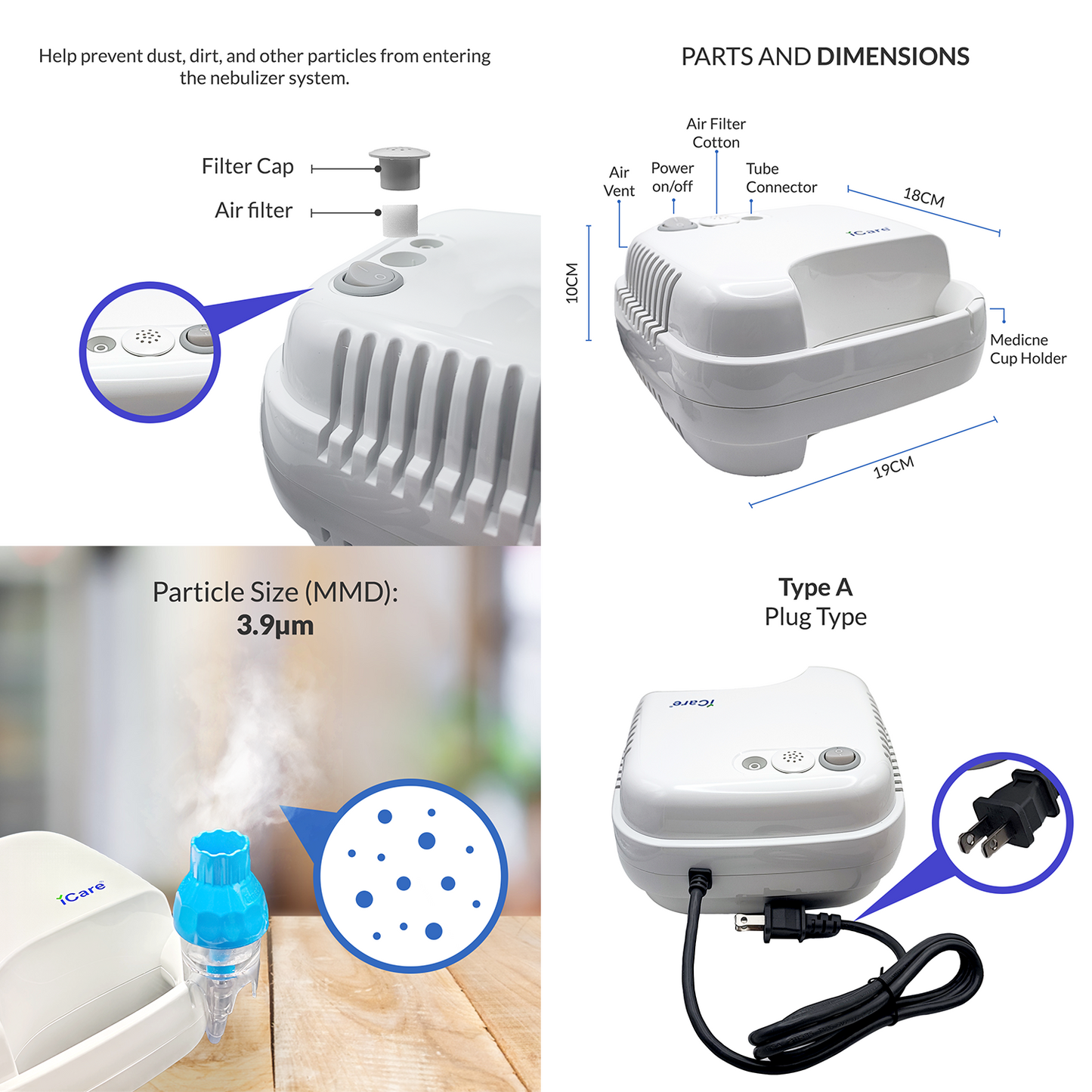 iCare Bundle Deal 25 CK260 Digital BP Monitor + N63 NebuLuxe Nebulizer Compressor + OX001 Fingertip Pulse Oximeter