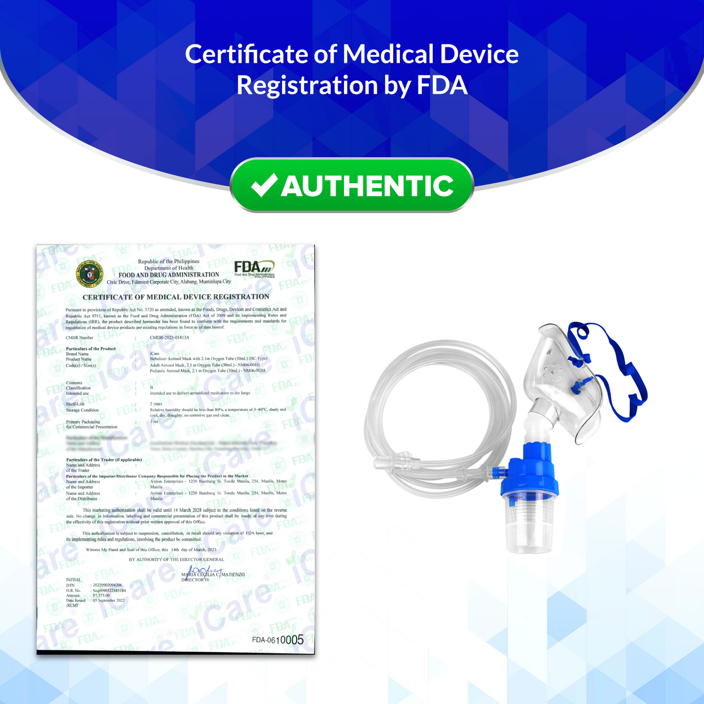 iCare® NM06-001HC Nebulizer Kit (High Capacity 30mL) with Adult Aerosol Mask, 2.1m Oxygen Tube