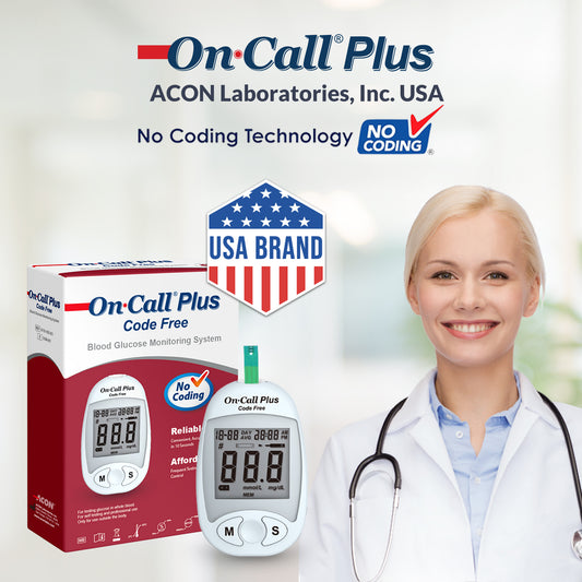 iCare® On Call Plus Code Free Blood Glucose Meter (COMPLETE SET) Blood Sugar Monitoring Kit