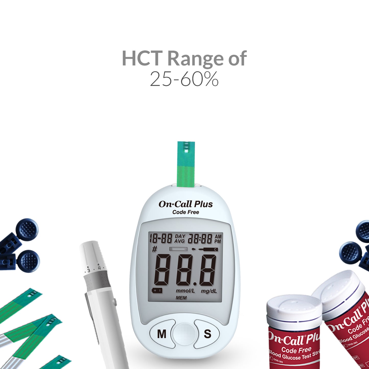 iCare® On Call Plus Code Free Blood Glucose Meter (COMPLETE SET) Blood Sugar Monitoring Kit