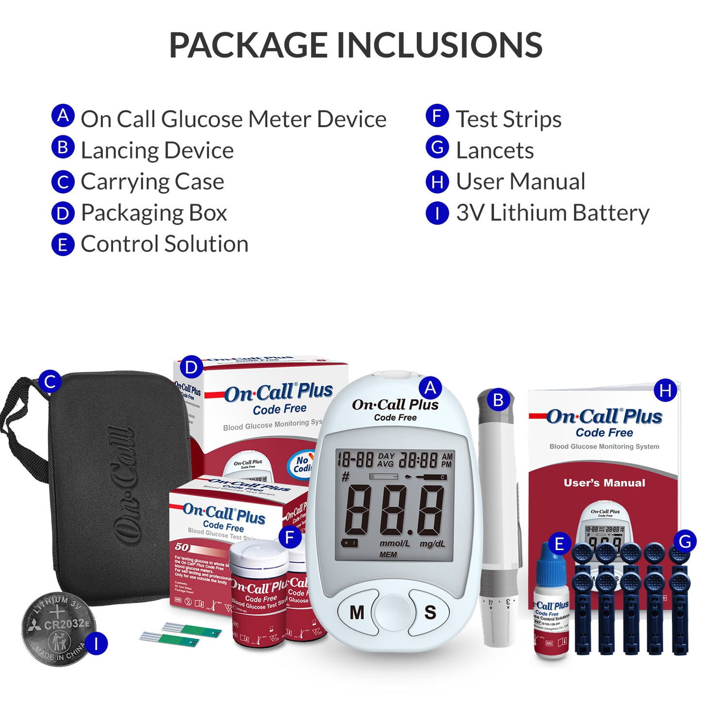 iCare Bundle Deal 5 OCP50 Glucose Meter + OX001 Fingertip Pulse Oximeter, Blood Sugar Kit with Oximeter Bundle