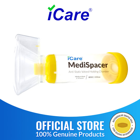 iCare® SE02 MediSpacer Chamber Spacer (NO INHALER INCLUDED) for Kids with Medium Mask, Sealed Package, Clean and Safe, for with your Asthma Inhaler, Ventolin via Chamber Spacer
