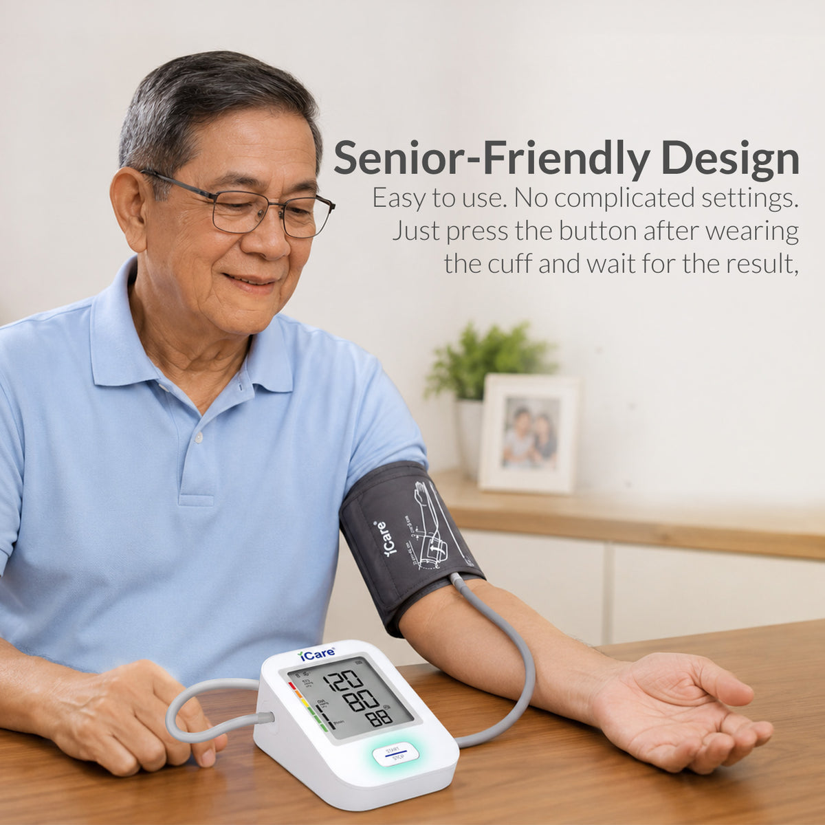 iCare CK323 Automatic Digital Blood Pressure Monitor with Large Cuff (22cm - 45cm), WHO BP Level Indicator, Irregular Heartbeat Indicator, Excessive Motion Indicator