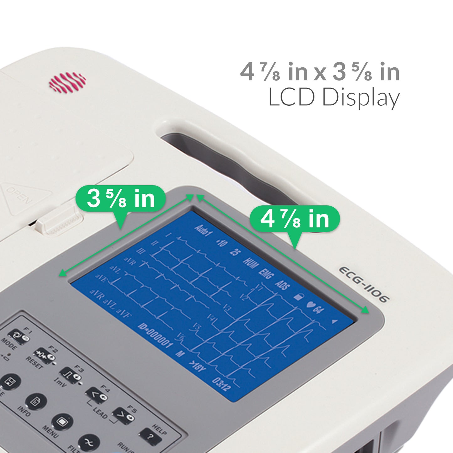 iCare® 1106G Monochrome Screen 6-Channel ECG Machine (Snap Button Type/Bulb & Clamp Type)