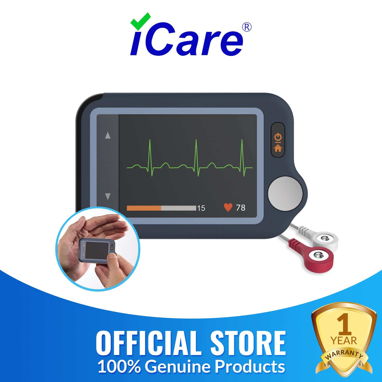 iCare® PB20 Portable ECG Monitor (for iPhone & Android, Mac & Windows