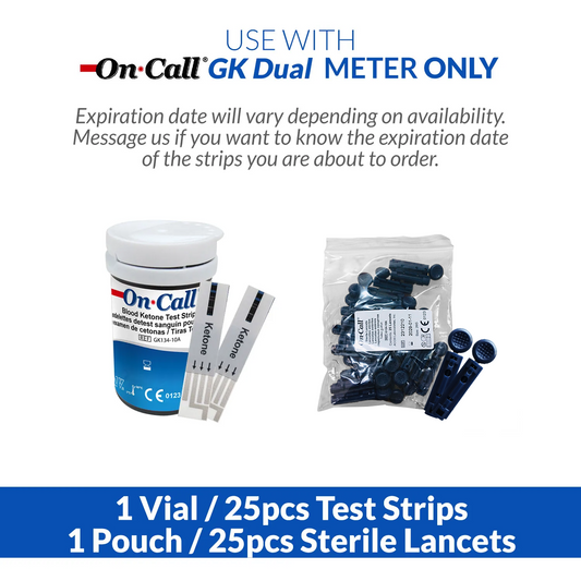 iCare® Ketone-T25 On Call Blood Ketone Strips 25pcs+Lancet25pc USE WITH On Call GK Glucose & Ketone Meter ONLY