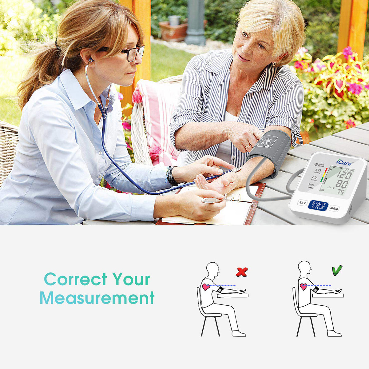 iCare® CK238 Automatic Digital Blood Pressure Monitor / Digital Sphygmomanometer Small arm cuff 22-32cm