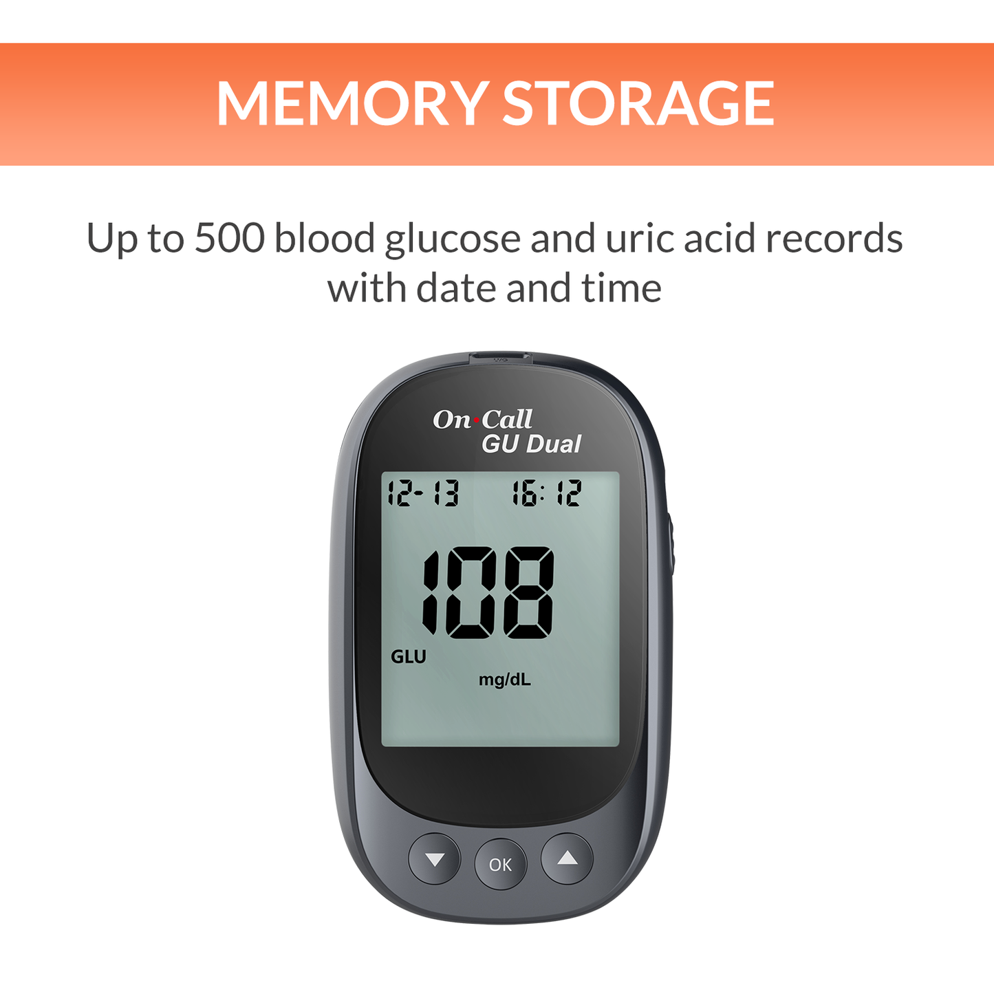 iCare® On Call GU Dual 2 in 1 Blood Glucose and Uric Acid Meter with Test Strips and Lancets