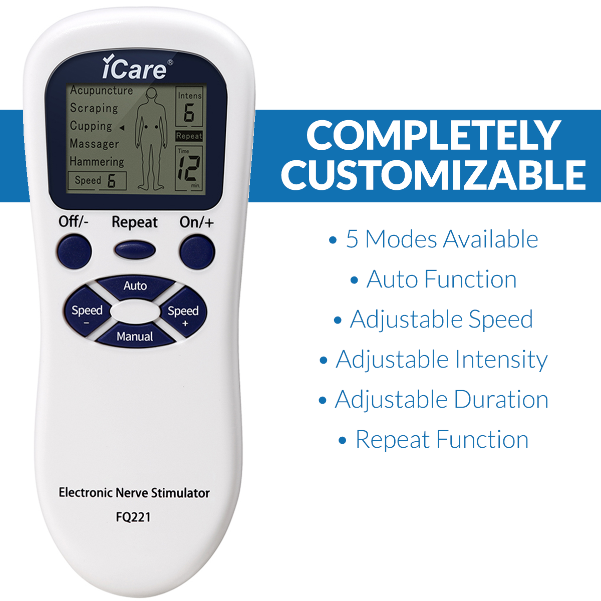 iCare® FQ221 Electronic Nerve Stimulator, 5 Modes, Automatic and Manual Function