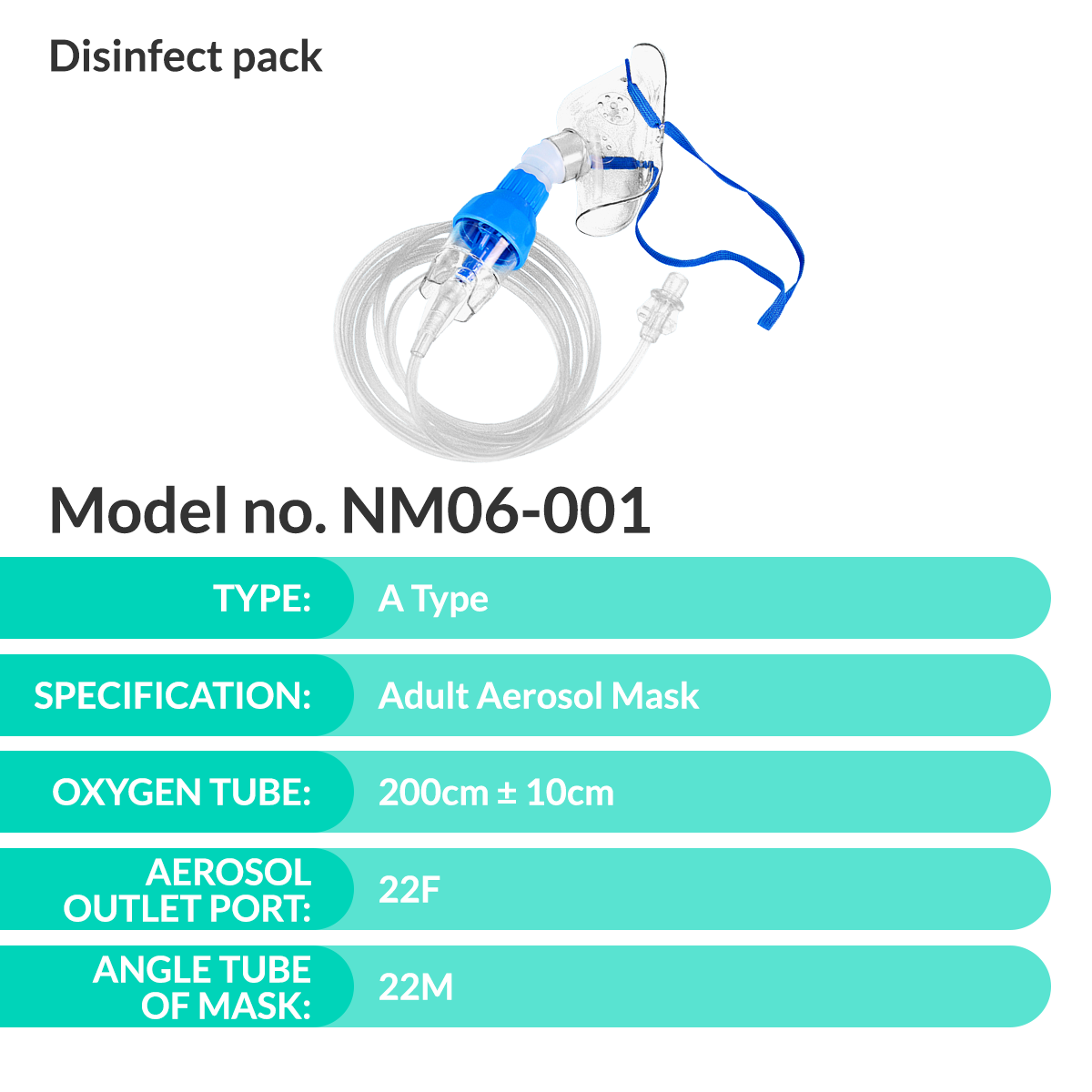 iCare® NM06-001A (12ml) Nebulizer Kit with Adult Aerosol Mask, 2.1m Oxygen Tube
