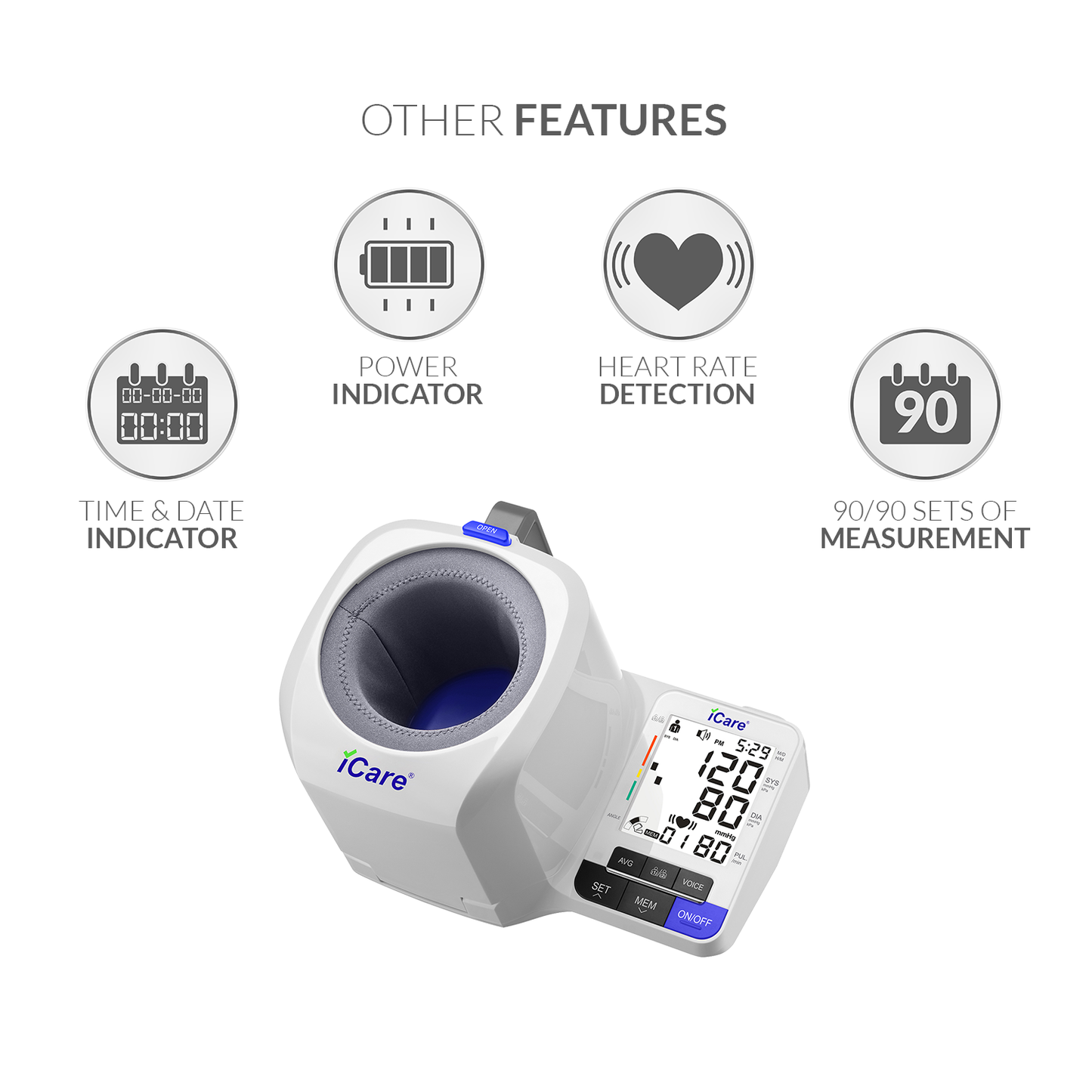 iCareĀ® BK36 Automatic Digital Blood Pressure Monitor / Digital Sphygmomanometer Small arm cuff 22-32cm