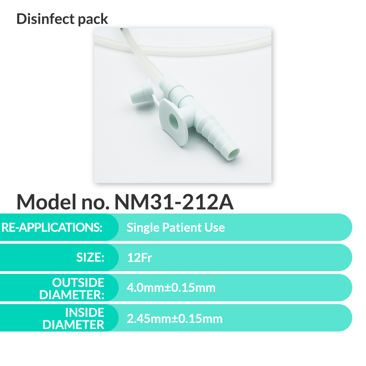 iCare® NM31-212A Suction Tube 12Fr 500mm Shaft