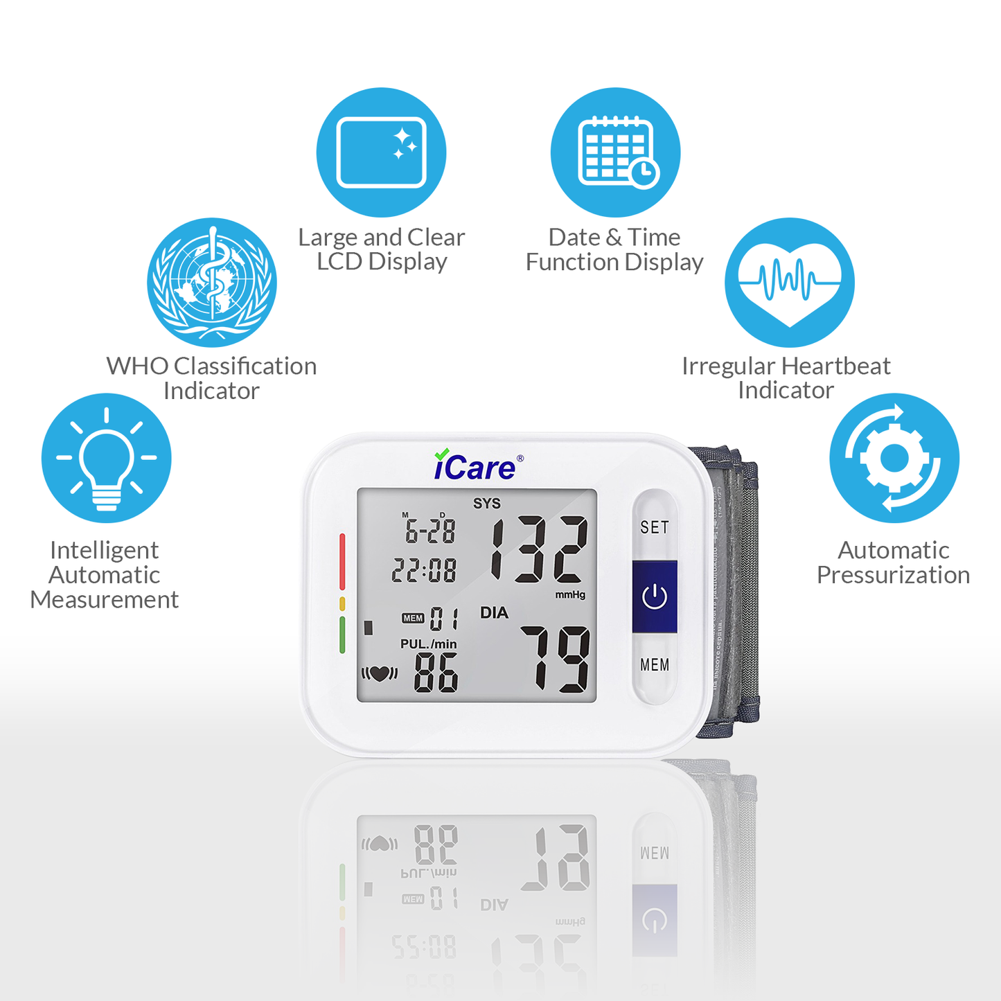 iCare® CK109 Automatic Digital Blood Pressure Monitor / Digital Sphygmomanometer Wrist Type