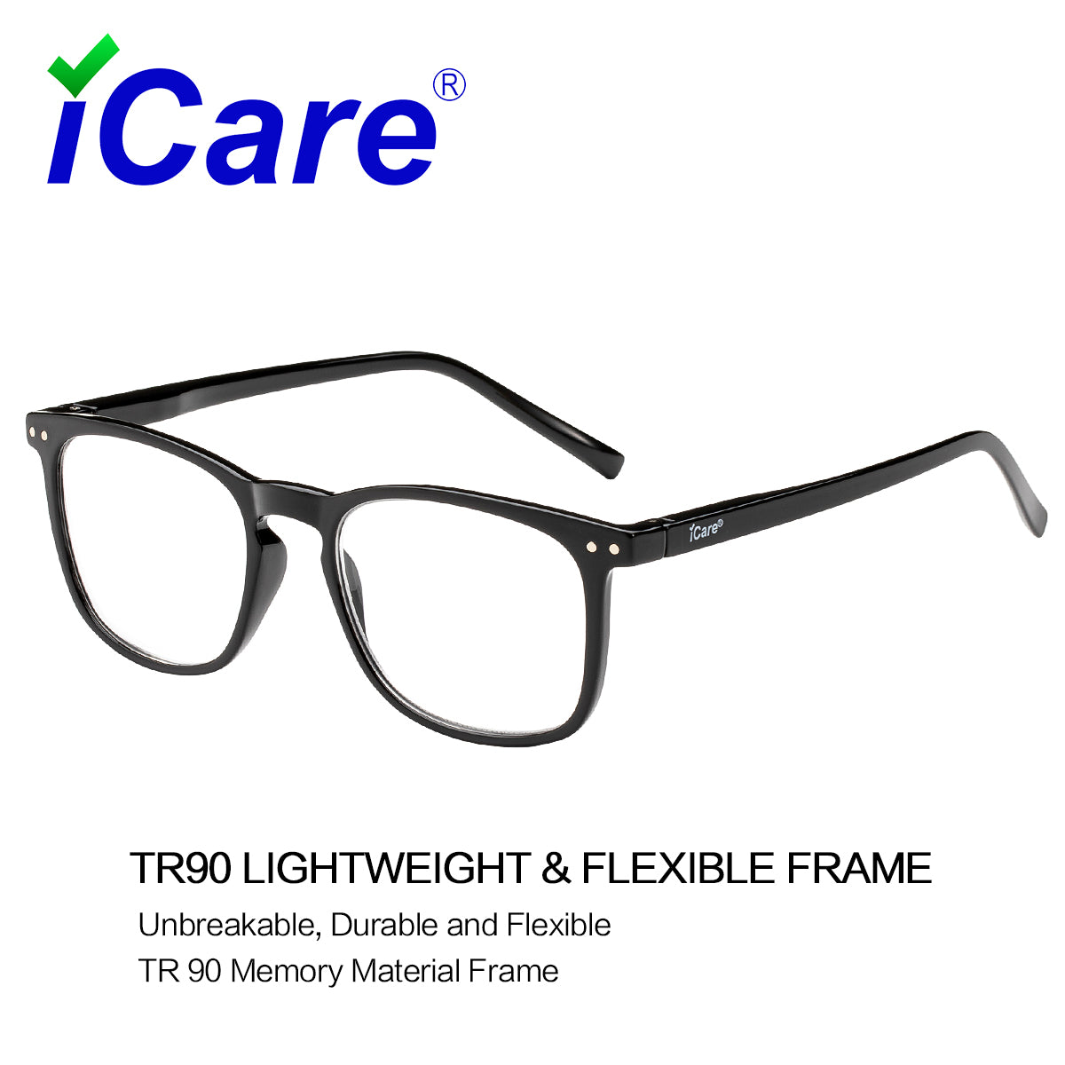 iCare® RS504 Classic Black Oval Reading Glasses