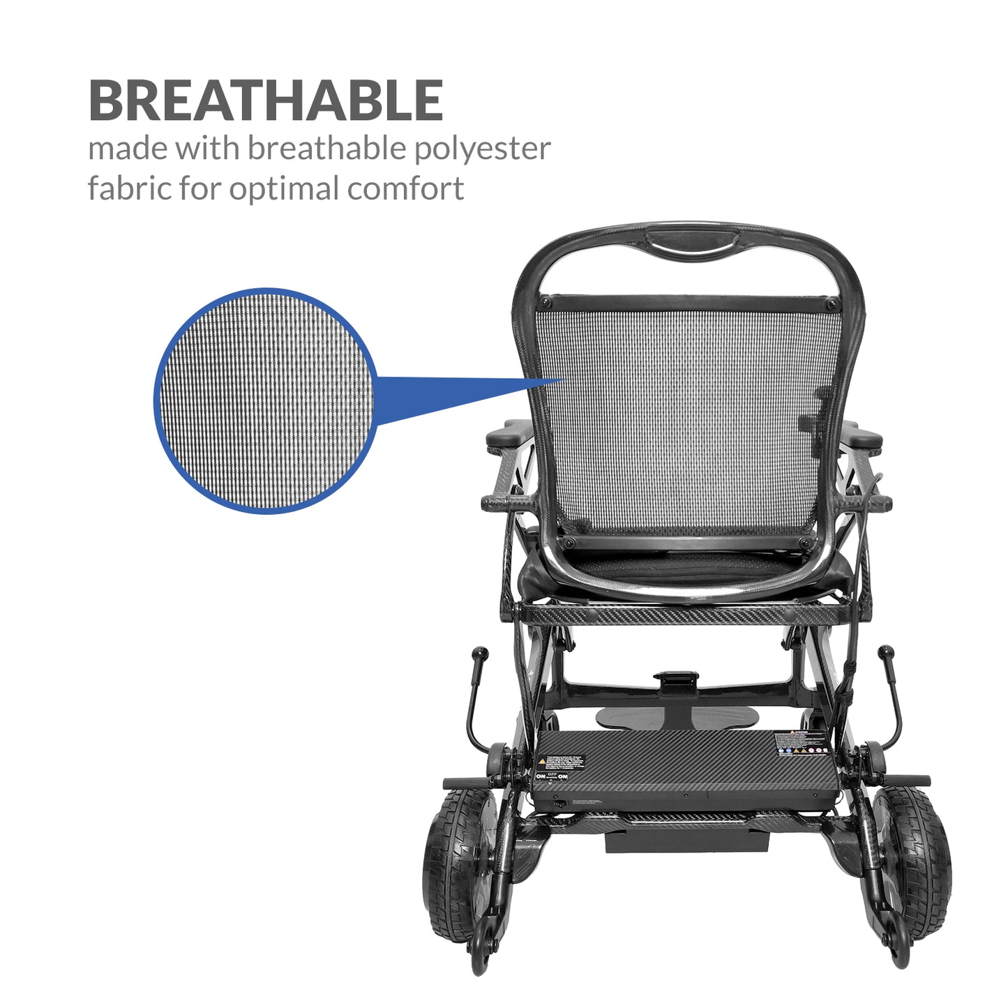 iCare EX950 Lightweight Foldable Electric Wheelchair with Carbon Fiber Frame with Removable Lithium Battery Aircraft Friendly