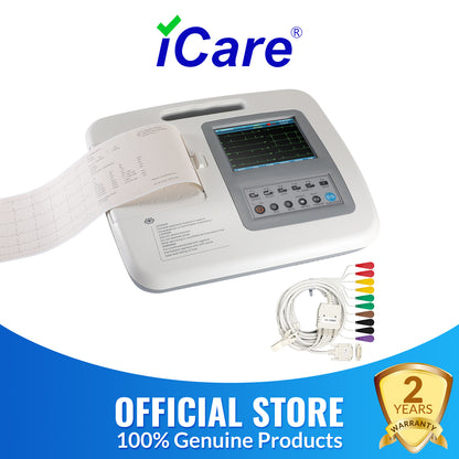 iCare® 1106L Color LCD Touch Screen 6-Channel ECG Machine (Snap Button Type/ Bulb & Clamp Type)
