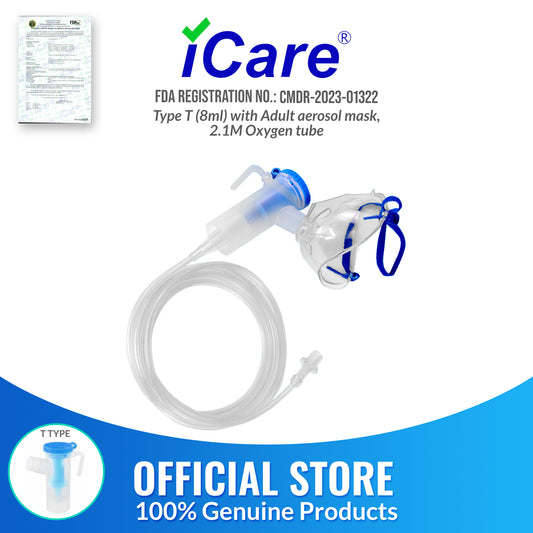 iCare® NM06-001T (8mL) Nebulizer Kit with Adult Aerosol Mask, 2.1m Oxygen Tube