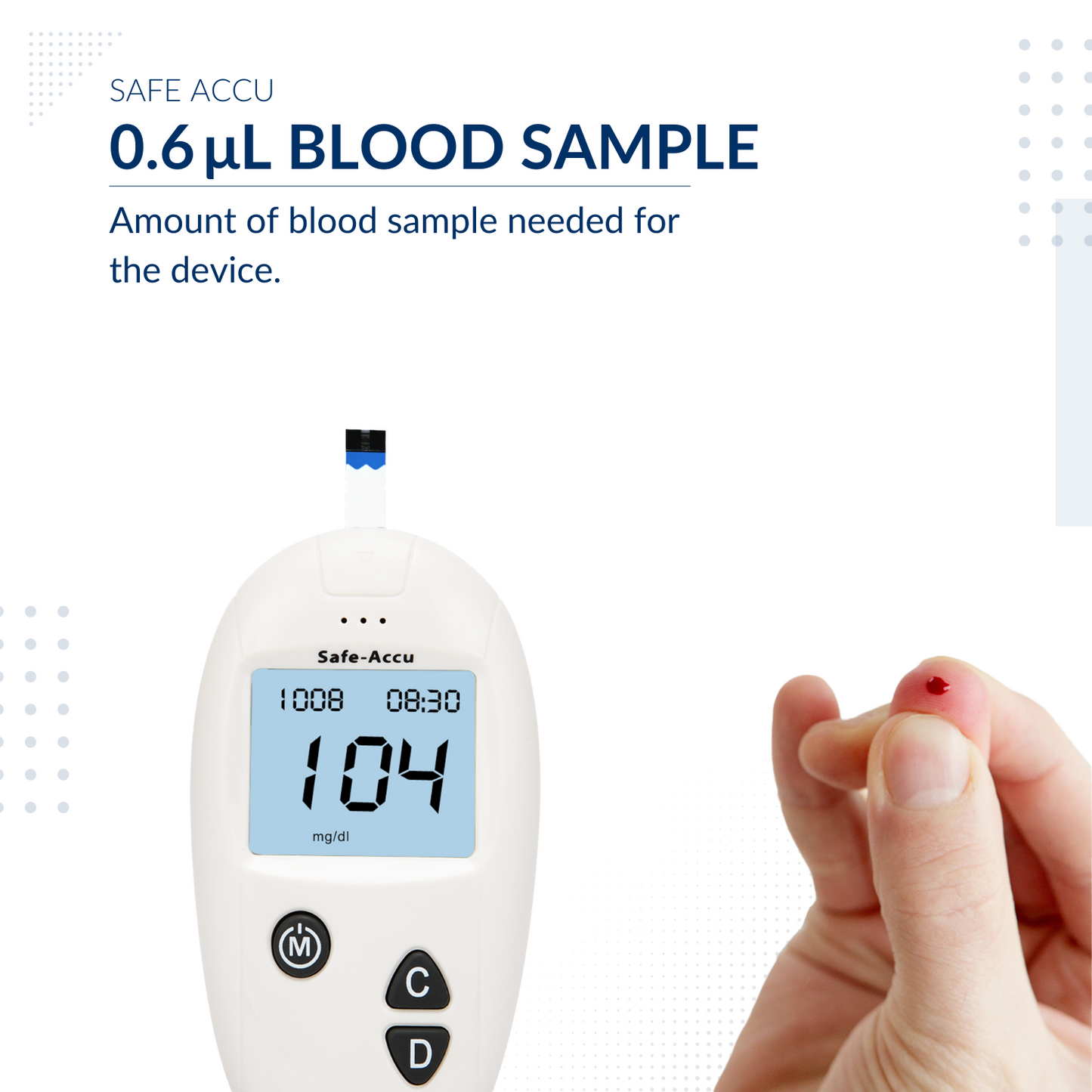 iCare SR01 Blood Glucose Meter (1 Blood Glucose Monitor + 1 Lancing Device + Carrying Case + Lithium Coin Cell Battery ) for Diabetic people, Safe-Accu Sugar Meter, Sinocare Blood Glucose Meter SA